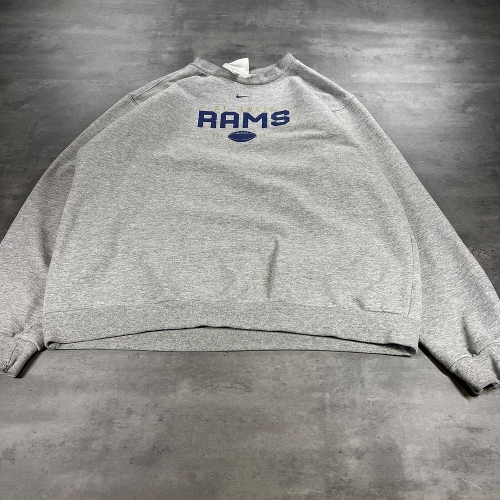 Vintage 90s Nike Rams Sweatshirt Women XL Gray Crewneck Los Angeles NFL St Louis